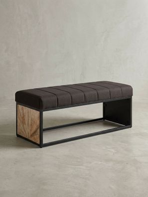 Sitzbank - Metallgestell, Rillenmuster, 105x40x40 cm, im Vintage-Stil