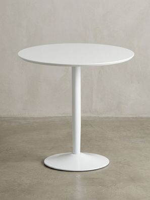 Esstisch - Hochglanz Weiß 75x75x74cm Trompetenfuß für 2 Personen
