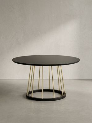 Couchtisch Schwarz Gold, Metall mit großer Ablagefläche, elegantes Design