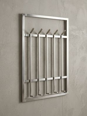 Wandgarderobe Metall Silber Modern 60x100x7,5cm schlichtes Design