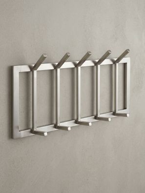 Wandgarderobe Metall Silber Modern mit 10 Haken