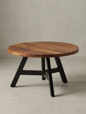 Couchtisch aus Sheesham Massivholz mit Metallgestell, Maße 60x60x35cm