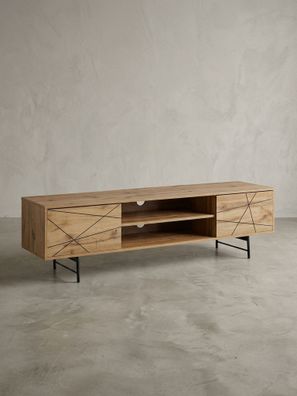 Lowboard Eiche-Dekor Modern Stil 160cm Breit mit Linienmuster