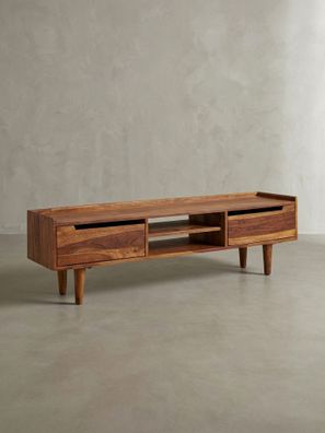 Lowboard Massivholz, Landhausstil, für 60" TV, mit Stauraum & Schutzlack