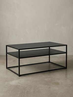 Couchtisch Metall Grau Industrial-Stil Stauraum 100x60x45cm