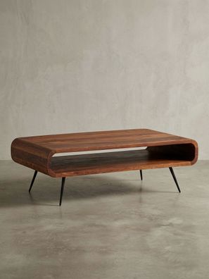 Wohnzimmertisch Massivholz Sheesham, Modernes Design mit Staufach