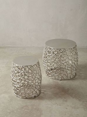 Beistelltisch Set - Silber Aluminium Aststruktur vielseitig einsetzbar