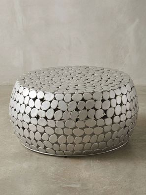 Couchtisch Aluminium Silber, Handgefertigtes Unikat, Stilvolles Design