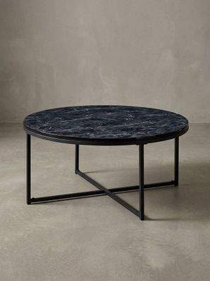 Couchtisch Marmoroptik Hochglanz rund gekreuzte Beine Ø 80 cm