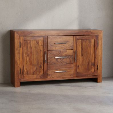 Sideboard - Massivholz, 3 Schubladen, 2 Türen, Landhausstil
