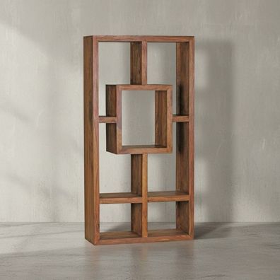 Bücherregal - NAKO, Naturholz, 90x180cm, Landhausstil, mit Ablagefächern