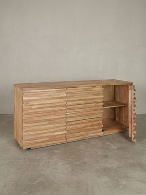 Sideboard - Akazie Massivholz, 160x75x43cm, mit Baumkante, Landhausstil