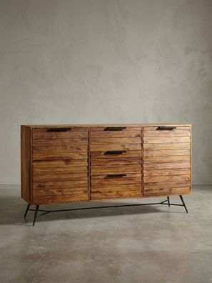 Sideboard - FORMIO, Massivholz, 160x40x88cm, Industrial-Stil