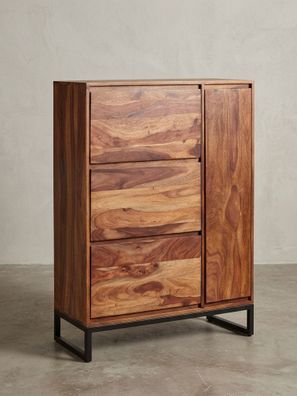 Schuhschrank - Massivholz, 88x40x120cm, geschlossen, stilvolles Design