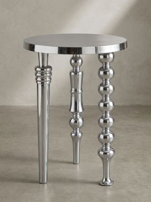 Beistelltisch - Aluminium Silber Dreibein Design 44x44x63cm