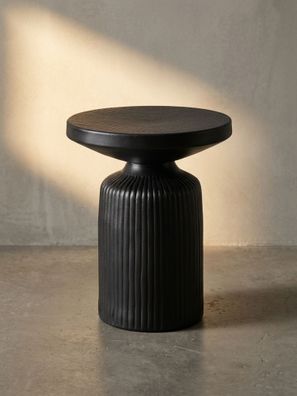 Beistelltisch - Rund Schwarz 40x40x50cm Hammerschlag Design