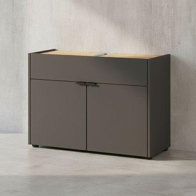 Waschbeckenunterschrank AVIS Navarra-Eiche mit Siphonaussparung 80x60x34 cm