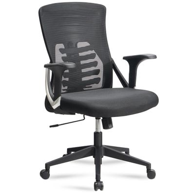 Bürodrehstuhl Schwarz Mesh, Wippmechanik, 4-fach Lordosenstütze, höhenverstellbar