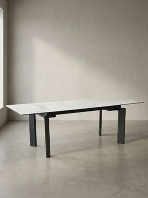 Esstisch MALTA Keramik-Glas Metall ausziehbar Marmoroptik 180-240 cm