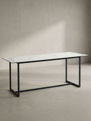 Esstisch ARCTIC Keramik-Glas mit Metallgestell, Marmor-Optik 180x90 cm