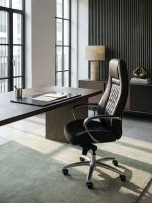 Bürostuhl MADRID Echtleder höhenverstellbar mit Wippmechanik bis 120 kg