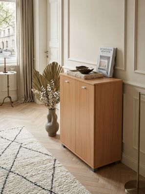 Schuhschrank LION Holz 4 Fächer 2 Türen platzsparend 60x35x90 cm