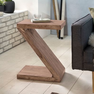 Beistelltisch NAKO Massivholz Z-Form mit Ablagefach Landhausstil 44x30x59 cm