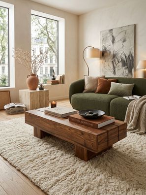 Couchtisch SAAR Massivholz Landhausstil lattenförmig 120x45x30 cm