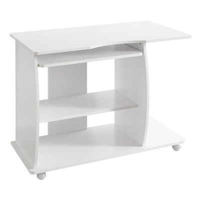 Computertisch rollbar Tastaturauszug Druckerablage 90 cm breit