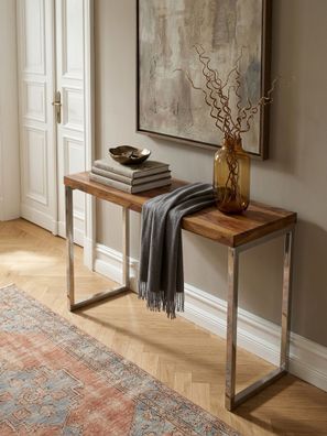 Konsolentisch ISEN Massivholz Metallbeine Landhausstil 120x45x76 cm