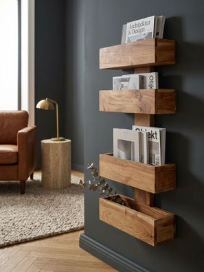 Zeitungsständer NAKO Massivholz Landhausstil mit 2 Fächern 30x10x72 cm
