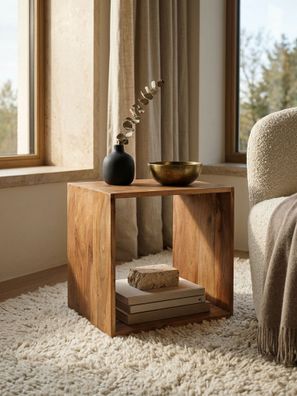 Standregal NAKO Massivholz Cube-Form stapelbar Beistelltisch 43x33x43 cm