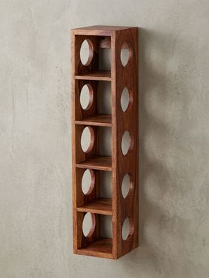 Weinregal NAKO Massivholz für 5 Flaschen zur Wandmontage 15x15x70 cm