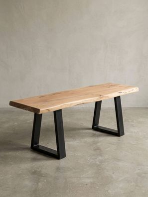 Esszimmerbank Akazie Massivholz Baumkante Metallbeine 180 cm
