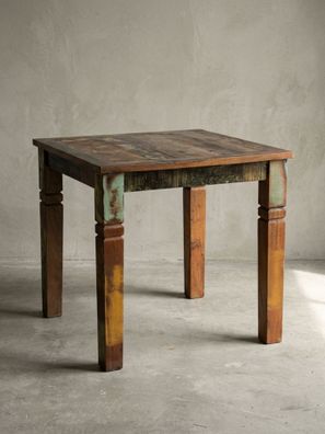 Esstisch DIANA Mango Massivholz quadratisch rustikal für 4 Personen 80 x 80 cm