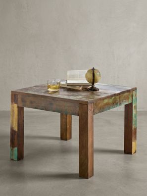 Couchtisch Quadratisch in Shabby-Chic aus Massivem Bootsholz, Maße: 60 x 47 x 60cm