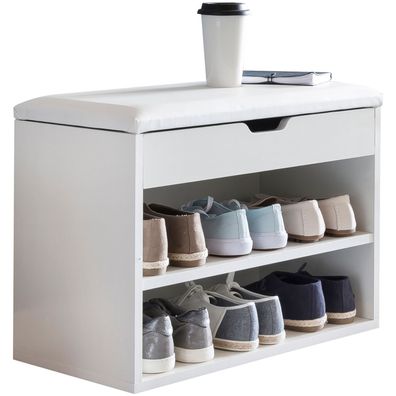 Schuhbank CIGNO Holz gepolstert mit Stauraum für 6 Paar Schuhe 60x40x30 cm