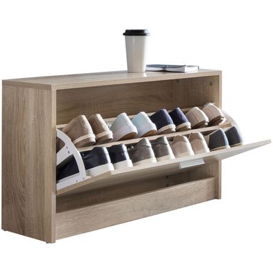 Schuhkipper EDER Holz 1 Kippfach für 8 Paar Schuhe mit Ablage 80x24x47 cm
