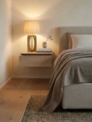 Nachtkonsole MOLISE Holz zur Wandmontage schwebend mit Schublade 46x30x15 cm