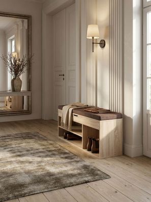 Schuhbank Basilicata Holz Stoffbezug gepolstert mit Stauraum 104x51x32 cm