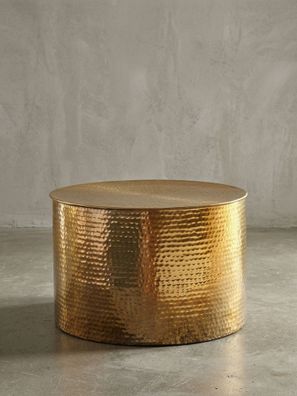 Couchtisch ENNS Aluminium rund orientalisch Hammerschlag Gold Ø 61 cm