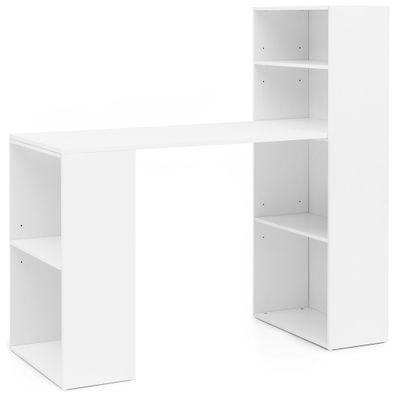 Schreibtisch BRENTA Holz mit Regal und Ablagefächern modern 120x120x53 cm