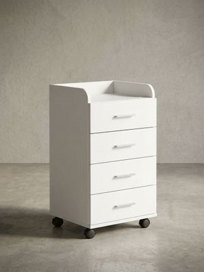 Schubladencontainer ISONZO Holz 4 Schubladen mit Ablage und Rollen 40x33x71 cm