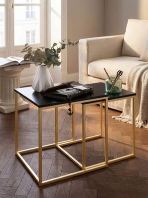 Satztisch-Set TRONTO 2 Tische MDF-Platte Metallgestell Gold 40x40x42 cm