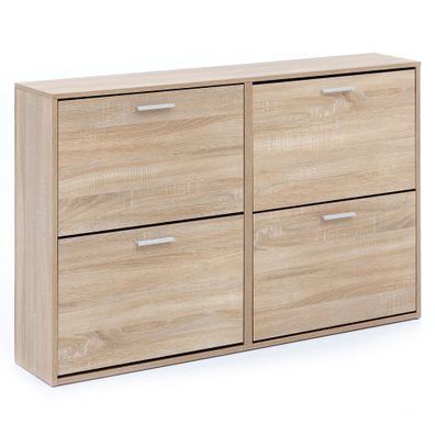 Schuhkipper NIDDA Holz 4 Klappfächer mit Ablage hoch 120x24x81 cm