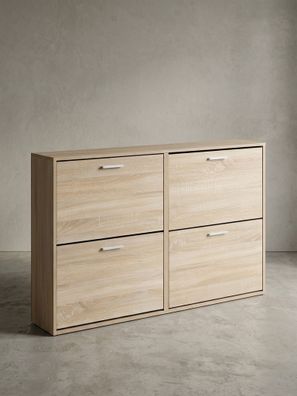 Schuhkipper NIDDA Holz 4 Klappfächer mit Ablage hoch 120x24x81 cm