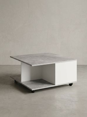 Wohnzimmertisch RAPIDO 2 Schubladen 2 Fächer mit Rollen 70x70x36 cm