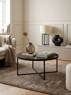 Couchtisch Marmoroptik mit Metall-Gestell rund Ø 80 cm
