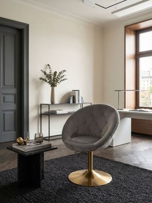 Clubsessel ADDA Samt Chesterfield-Optik 360° drehbar Trompetenfuß bis 120 kg