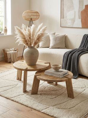 Satztisch-Set HELEN 2 Tische Mango Massivholz rund 53 cm